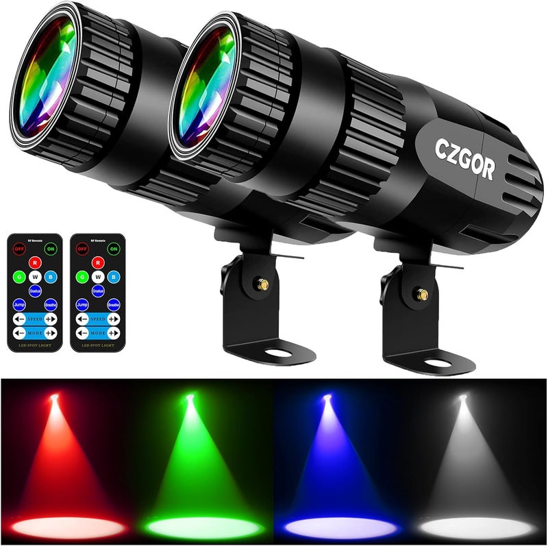 Czgor Led Pinspot Light, Disco Ball Spotlight 15W RGBW 4 in 1 Mirror Ball Lights with Remote Control Super Bright LED Pin Spot Light for Parties DJ Club Bar Wedding, Medium, 2 Pack - Image 1
